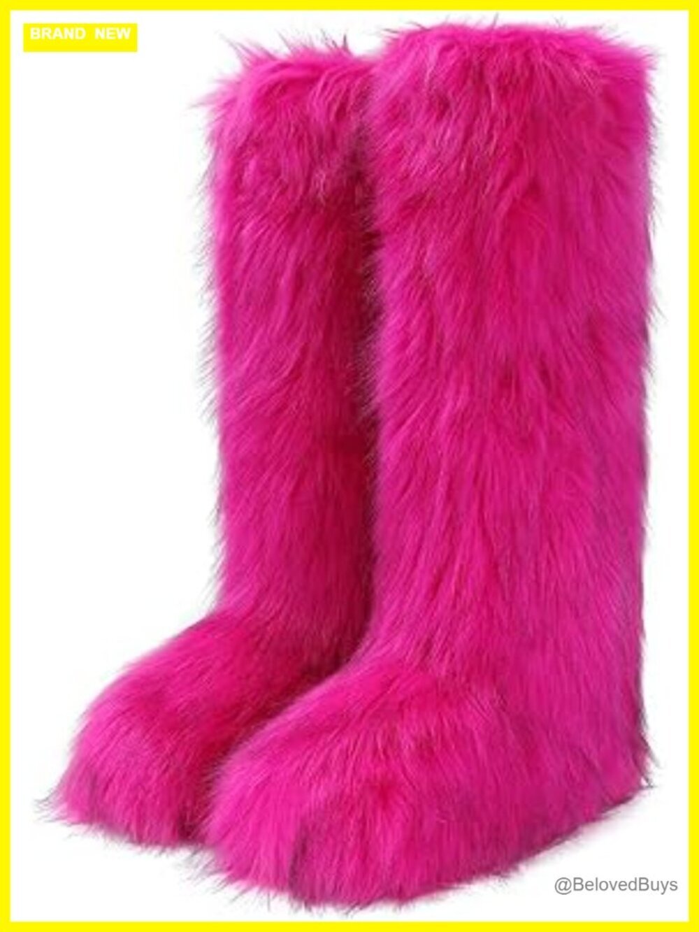 Knee High Faux Fur Snow Boots with Platform